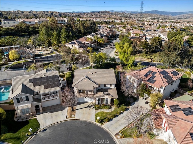 aerial view with a residential view and a mountain view