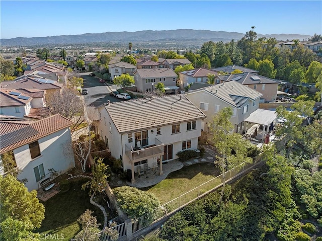 aerial view featuring a residential view and a mountain view