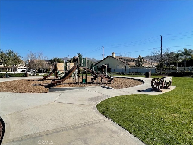 communal playground with a yard