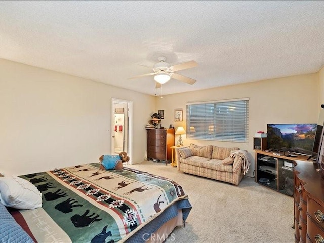 970 3rd St, Norco, CA 92860 - carpeted bedroom featuring ceiling fan and a textured ceiling