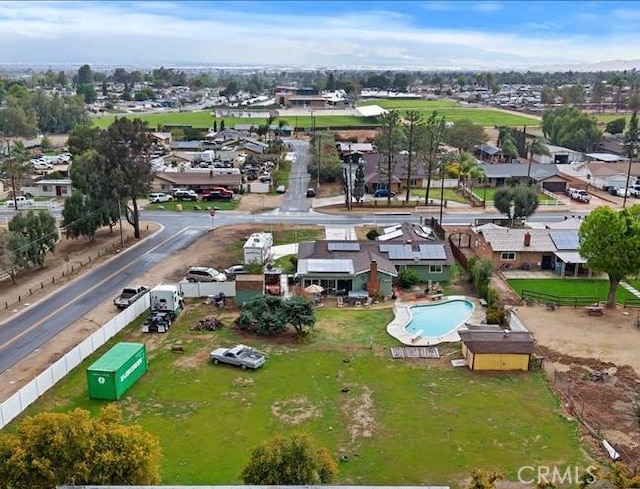 970 3rd St, Norco, CA 92860 - aerial perspective of suburban area featuring a pool area