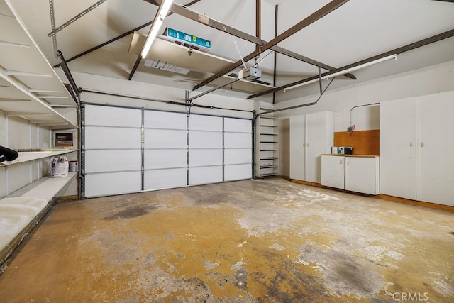 garage with a garage door opener