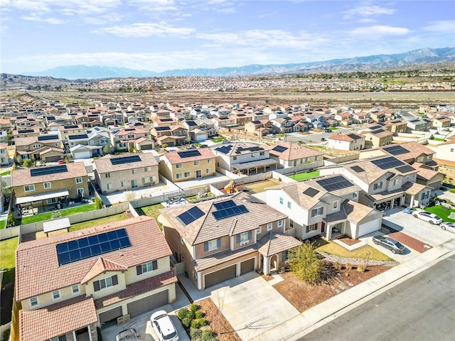 bird's eye view featuring a residential view and a mountain view