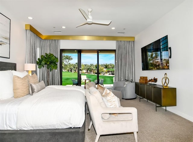 75851 Via Pisa, Indian Wells, CA 92210 - carpeted bedroom with access to exterior, recessed lighting, visible vents, and baseboards