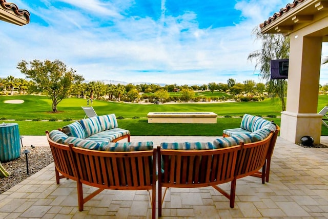 75851 Via Pisa, Indian Wells, CA 92210 - view of patio / terrace with view of golf course and an outdoor hangout area