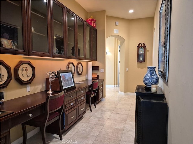 37305 Calle De Lobo, Murrieta, CA 92562 - office featuring arched walkways, recessed lighting, and built in desk