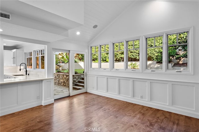 1020 La Mirada St, Laguna Beach, CA 92651 - unfurnished sunroom featuring vaulted ceiling and a sink