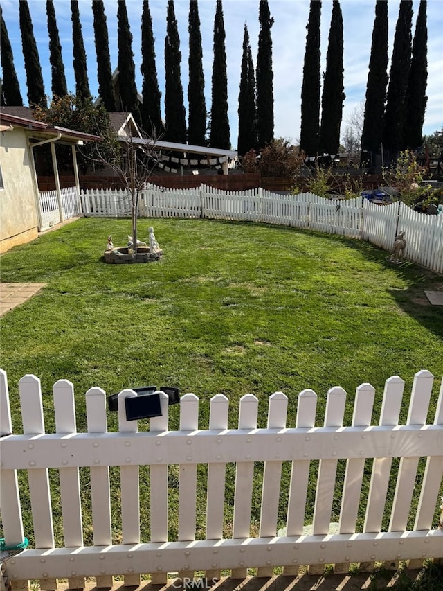 view of yard featuring a fenced backyard