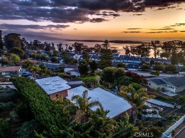 view of aerial view at dusk