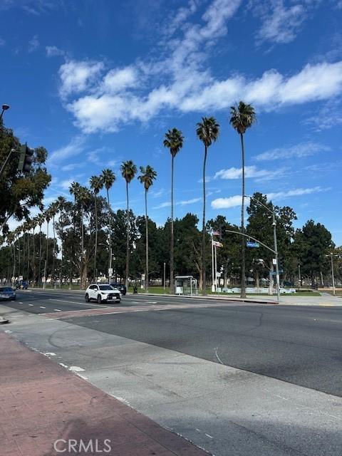 view of street with curbs and street lighting