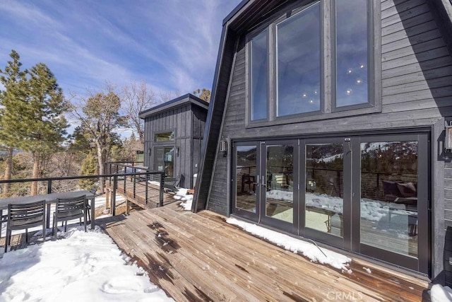 wooden deck with french doors