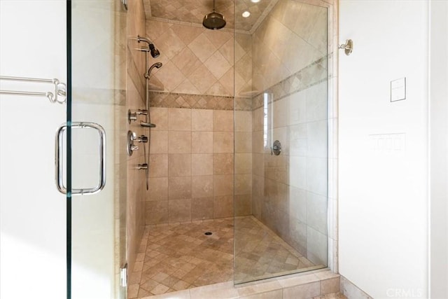 bathroom featuring a stall shower