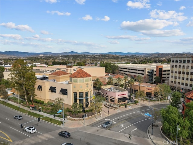 aerial view with a mountain view