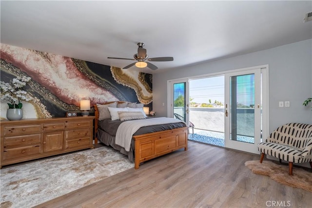 5726 Sunmist Dr, Rancho Palos Verdes, CA 90275 - bedroom featuring light wood finished floors, access to outside, and a ceiling fan