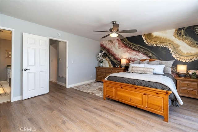 5726 Sunmist Dr, Rancho Palos Verdes, CA 90275 - bedroom featuring light wood-type flooring, baseboards, and a ceiling fan