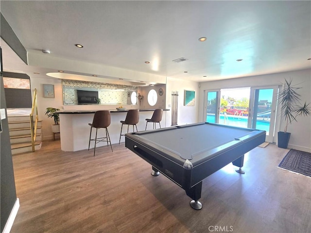 5726 Sunmist Dr, Rancho Palos Verdes, CA 90275 - recreation room featuring wood finished floors, recessed lighting, and billiards
