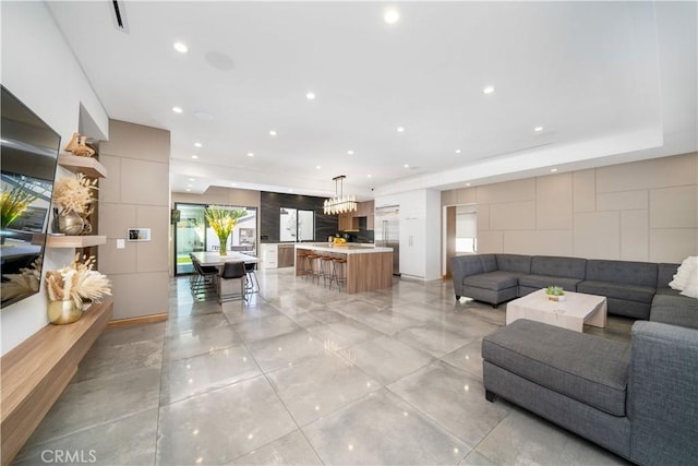 living area with recessed lighting