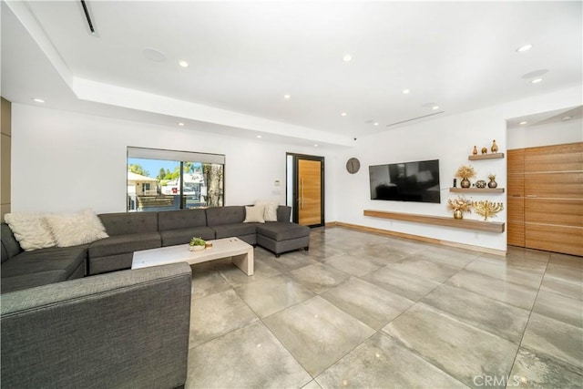 living area with recessed lighting