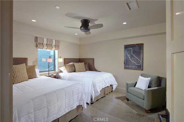 140 Crescent Bay Dr, Laguna Beach, CA 92651 - bedroom with ceiling fan, baseboards, visible vents, and recessed lighting