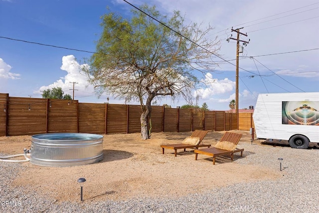 view of yard featuring a fenced backyard