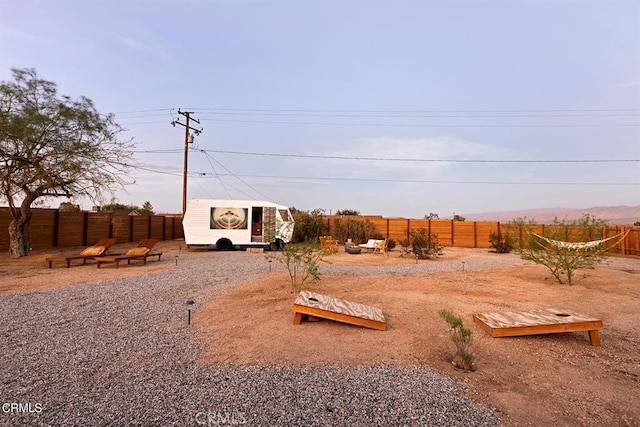 view of yard with a fenced backyard