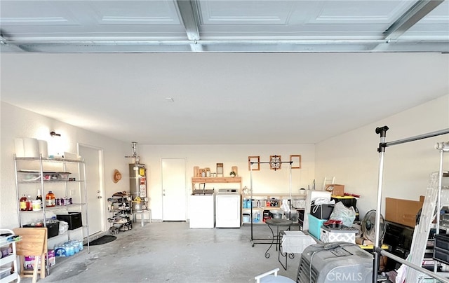 40661 169th St E, Lancaster, CA 93535 - garage with washer and clothes dryer and strapped water heater