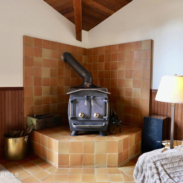 details featuring a wainscoted wall and wood ceiling