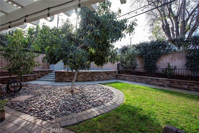 view of yard with fence