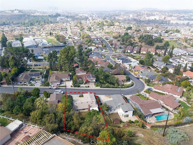 bird's eye view with a residential view