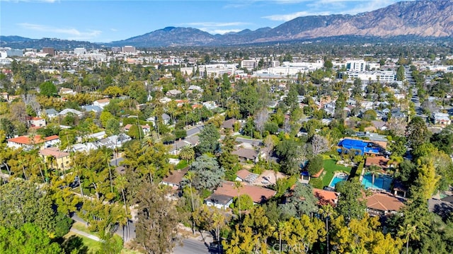 aerial view with a mountain view