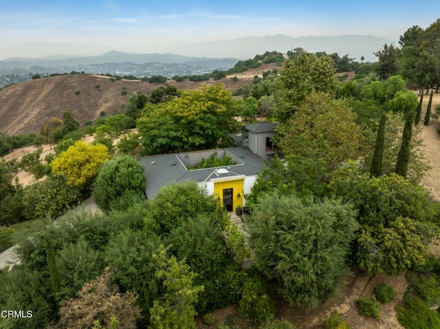 birds eye view of property featuring a mountain view