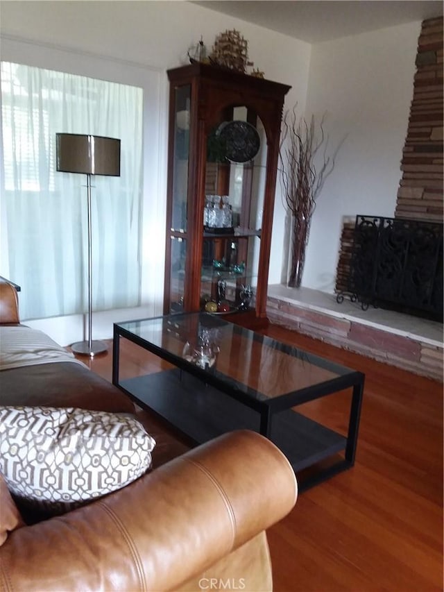 living area featuring wood finished floors