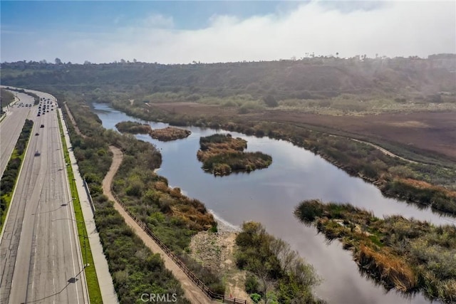 bird's eye view featuring a water view