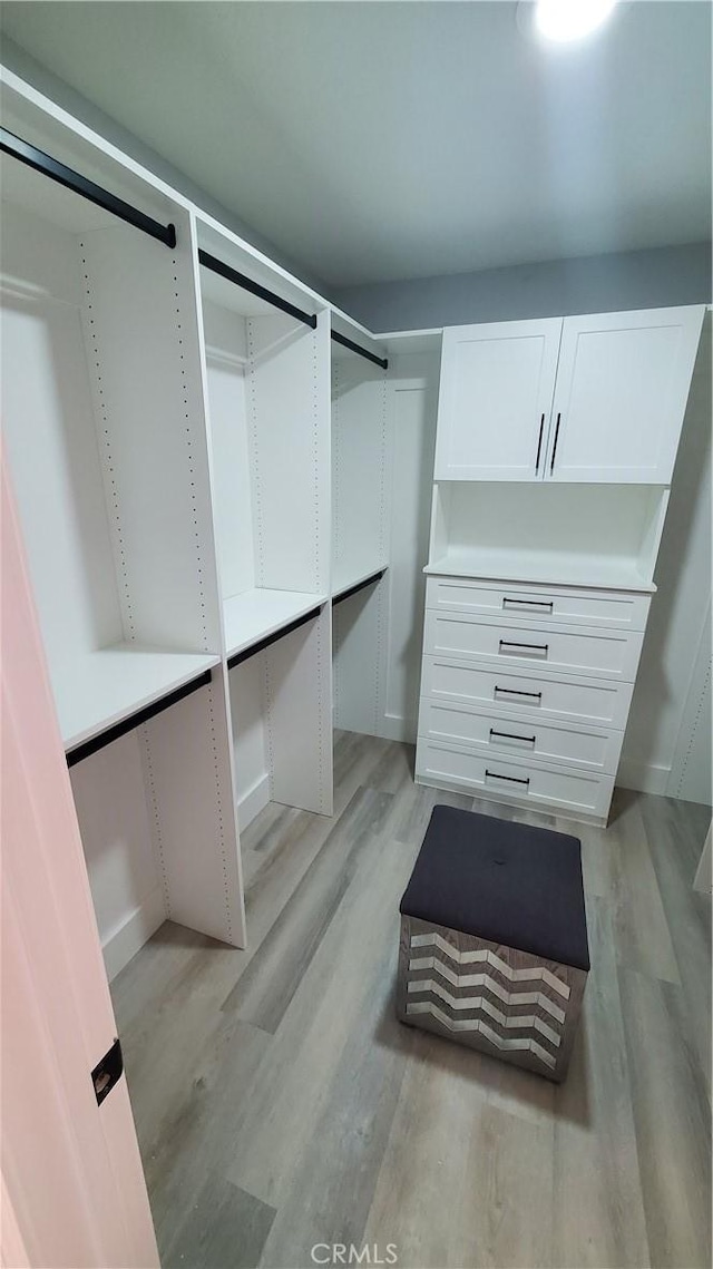 spacious closet with light wood-style floors