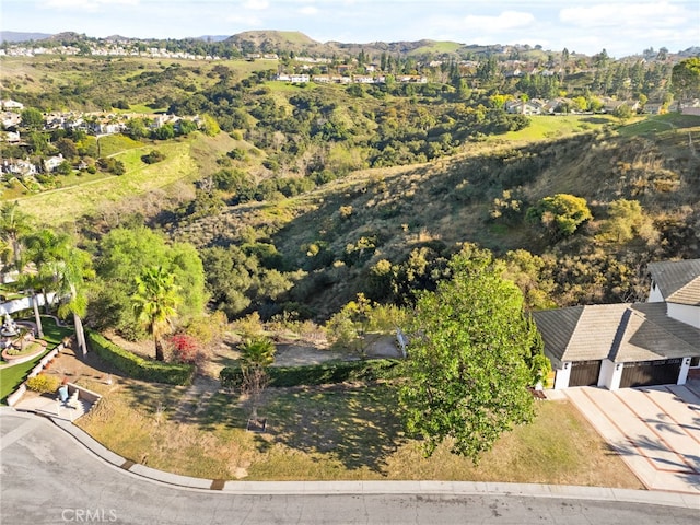 birds eye view of property with a mountain view