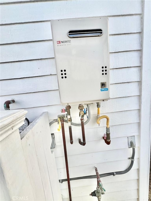 details featuring tankless water heater