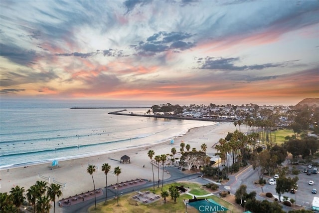 property view of water featuring a view of the beach