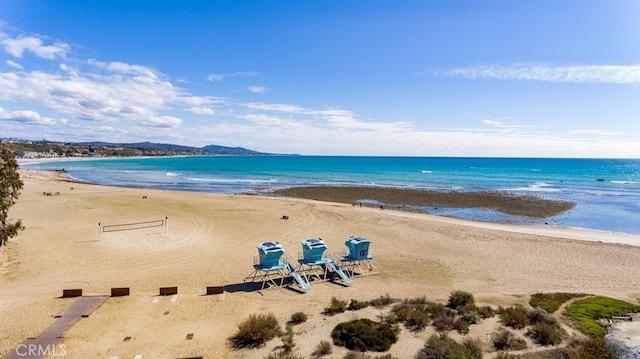 view of water feature featuring a view of the beach