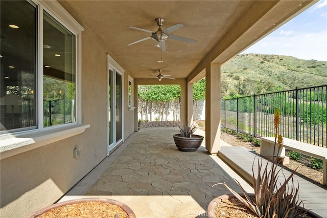 11781 Stonefield Dr, Corona, CA 92883 - view of patio / terrace with a fenced backyard and ceiling fan