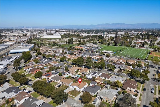 aerial view with a mountain view