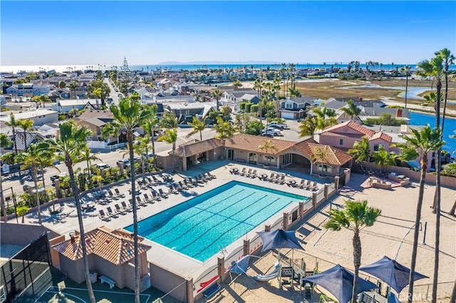 476 62nd St, Newport Beach, CA 92663 - view of swimming pool with a residential view and a water view