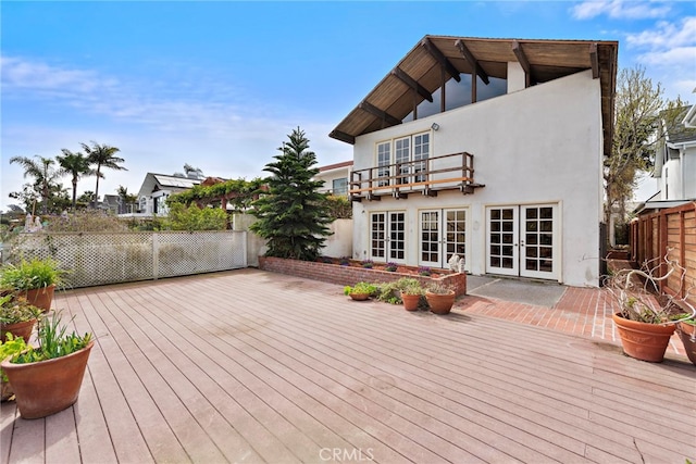 476 62nd St, Newport Beach, CA 92663 - wooden terrace with french doors
