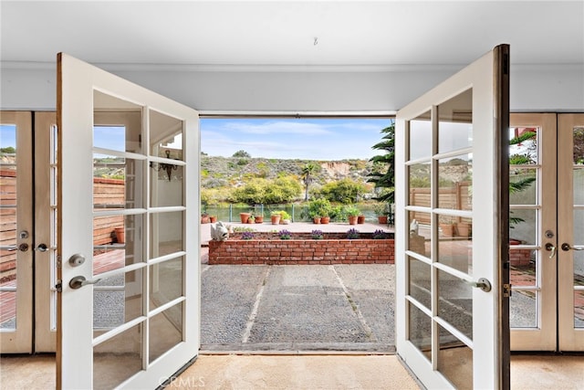 entryway featuring french doors