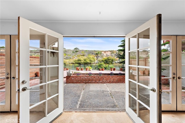 476 62nd St, Newport Beach, CA 92663 - doorway to outside featuring french doors and crown molding