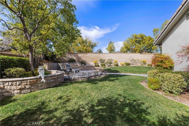 view of yard with a fenced backyard