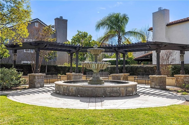 surrounding community featuring a pergola and a yard