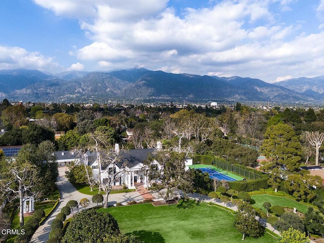 drone / aerial view with a mountain view