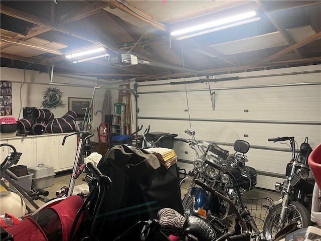 garage with a garage door opener