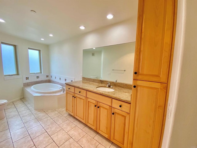 2483 Oxford Ave, Cardiff By The Sea, CA 92007 - full bathroom featuring vanity, a bath, tile patterned floors, and recessed lighting