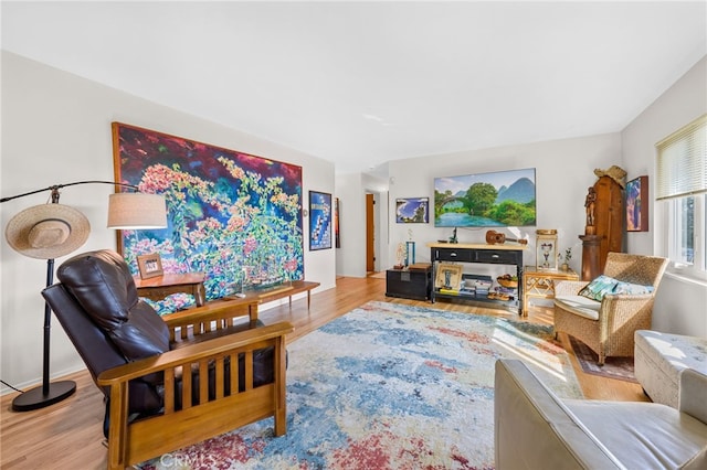 living room featuring light wood-style floors